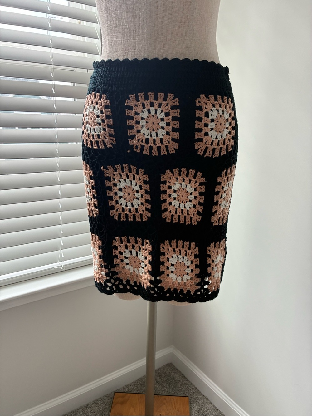 Pink Lily Women's Crochet Multi-Colored Mini Skirt